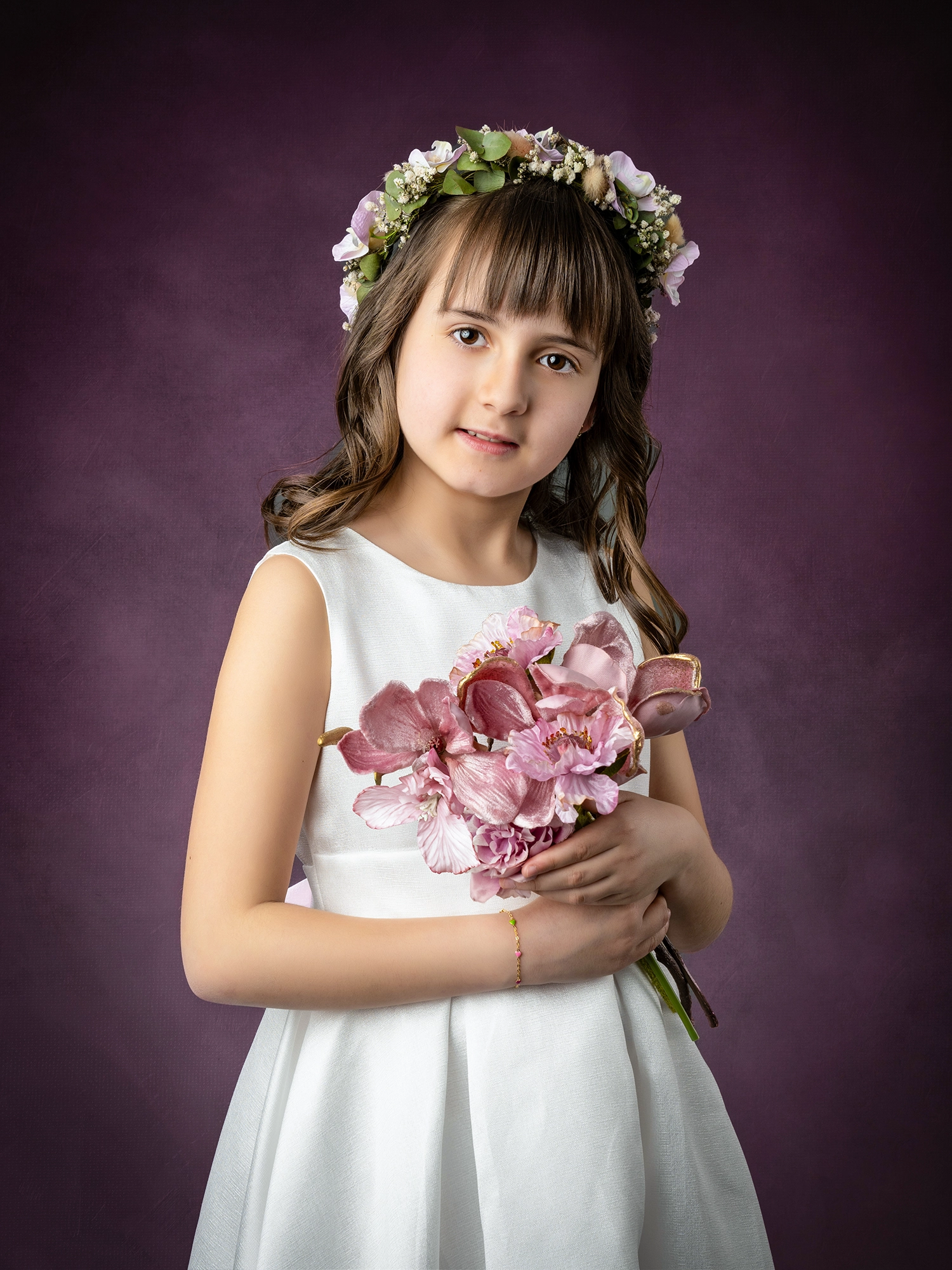 communion fille fleurs robe blanche communiante