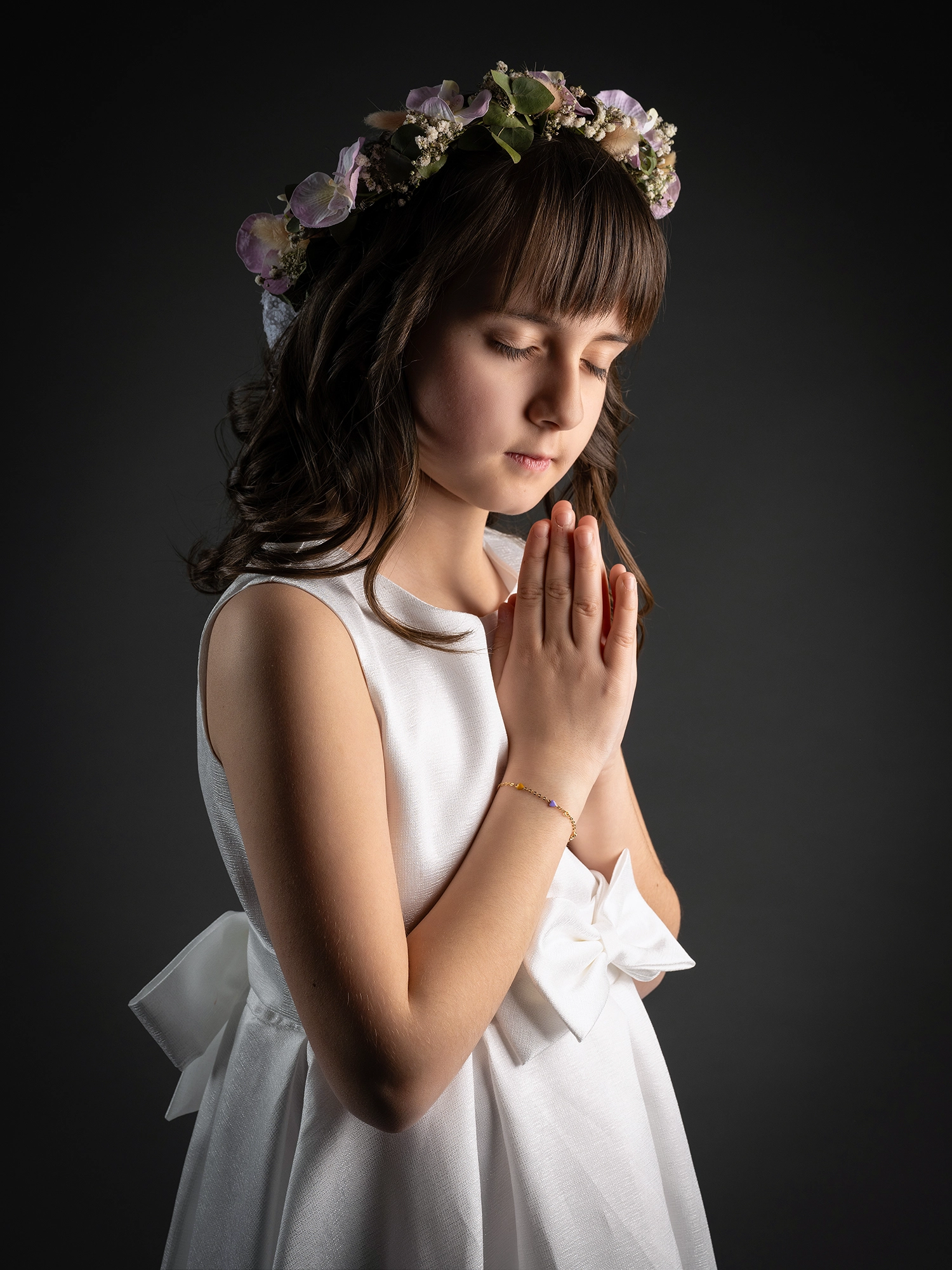 communion fille fleurs robe blanche communiante