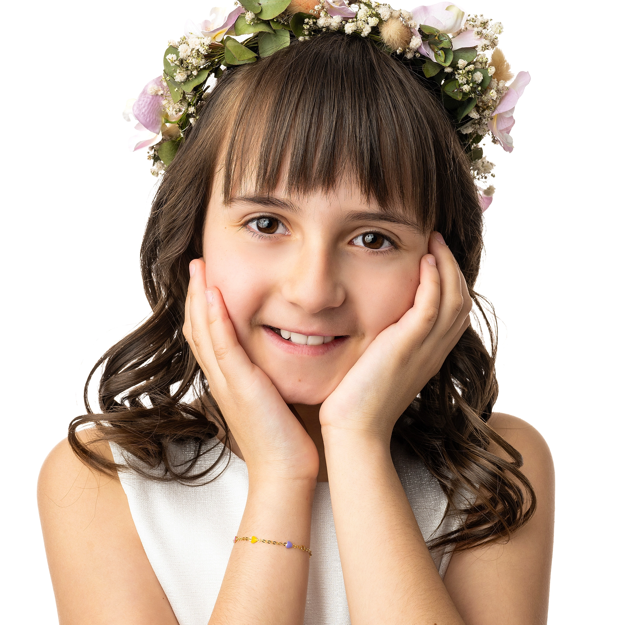 communion fille fleurs robe blanche communiante